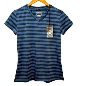 Killtec Women’s Performance Wear Tee Shirt Nebelle Blue Stripes V-Neck Size 8